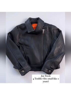 🩵4/$20 Joe Fresh Black Kids Leather Jacket‎